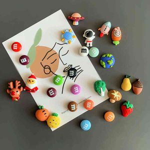 Sevimli Karikatür Şeker Buzdolabı Mıknatısları Mini Meyve Buzdolabı Dekor Manyetik Çıkartmalar Noel Dekoratif Mıknatıs Seti 220106