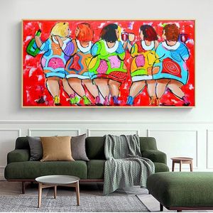 Women Party Abstract Oil Paintings Print on Canvas Funny Art Posters and Prints Wall Decor Art Pictures Home Decoration Cuadros