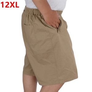 Men's summer plus size cotton shorts pocket with zipper knee length big yards casual shor high waist oversize 10XL 11XL 12XL X0601