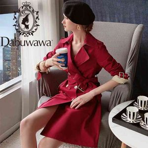 Dabuwawa Casual Button Pocket Kobiety Długie Trench Coat Winbreaker Kobieta Delikatne Jesień Płaszcze Zimowe Stroje Ladies DT1CTC002 210520