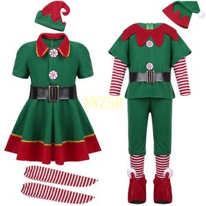 2020 green Elf Girls christmas Costume Festival Santa Clause for Girls New Year chilren clothing Fancy Dress Xmas Party Dress Q0821