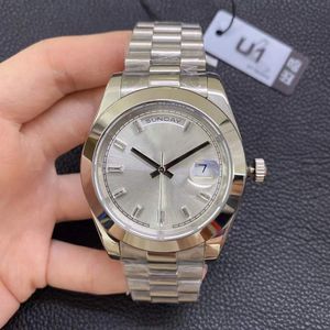 U1 Factory Steel Watches 40MM Diamond Set White Dial Moldura Lisa Gelo Movimento Mecânico Automático Vidro de Safira President Relógios de Pulso Inoxidáveis Masculinos Novo