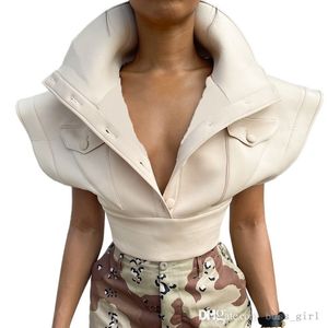 Женщины дизайнерская одежда 2021 осень зимняя куртка стенд воротник топ воздушный слой темперамент летающий рукав пальто в розницу