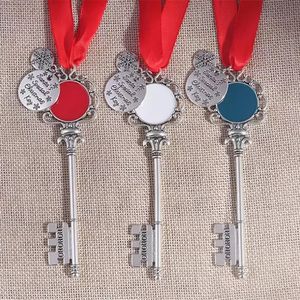 Snowflake Key Chain Christmas Magic Santa Breaking Stop Cynkowy Kryty Xmas Drzewo Dekoracji Claus Festival Prezent Wisiorek Xu 0228