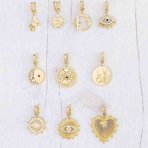 Fashion Bohemian Jewelry Links Chain chunky natural stone heart star pearl elephant evil eye smile face pendant charms necklace G1206