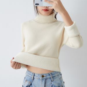 M-XL Thick Warm Fur Winter Sweater Women Turtleneck s Long Sleeve Pullovers Top Soft Female Jumper Fall Knitwear 210420