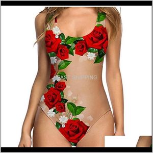 Damska stroje kąpielowe Odzież Kobiety Lato Bikini One Piece Swelsuits Skin Color Pineappale Watermelon Rose Beach Swim Bikins Clothin XVB02