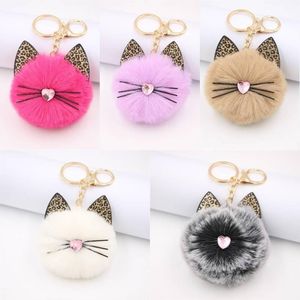 Rabbit Fur Pompom Key Rings For Women Personality Durable Fuzz Ball Keyfobs soft and plush Fluffy Keychain Charm Pendant