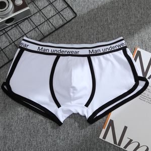 Algodão masculino calcinha mens underwear boxers respirável cor sólida cueca u convexo sexy europeu tamanho curto shorts