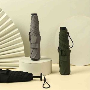 110g Ultralight Small Umbrella Men Business Portable Three Folding Rain Women Windproof Black Guarda Chuva 210721