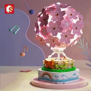 Cherry Blossom Mongolfiera Carillon girevole Blocchi di costruzione SEMBO 601150 Mattoni Modulari Bambini Bambini Giocattoli di Natale Regali di compleanno