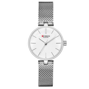 Einfache elegante Quarzuhr für Frauen Edelstahl Mesh Armbanduhr Damen Kleid Armbanduhr Weibliche Uhr