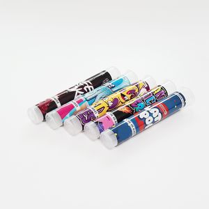 Skämtar upp Preroll Cones Tube Plastic Mini Bottle 1.3G Pre Roll Packaging Rubes med klistermärken och värmekrympbar film