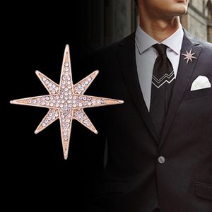 Pins, Broşlar Yüksek Sınıf Metal Yıldız Broş Rhinestone Kristal Rozeti erkek Takım Elbise Gömlek Yaka Pin Hırka Korsaj Moda Takı Kadınlar Için