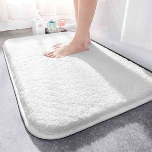 Super tjock flufffiberbadmattor Bekväm och mjuk badrumsmattan Non-Slip Absorbent Rug Foot Mat Duschrum Doormat 210724