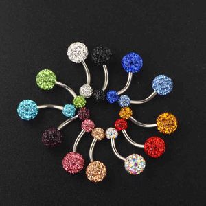 Wholes Crystal Ball Button Rings 5/8mm 12 Mix di colori Piercing Body Women Belly Navel Jewelry Drop Ship