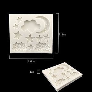 8,6 cm * 8.1cm Ciecz State Cake Mold Silica Gel Formy Księżyc Stars White Clouds Pieczenia 2 25hl Y2
