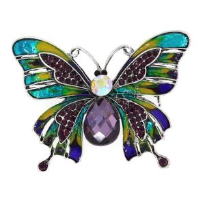 Wholesale rhinestone decor resale online - Pins Brooches Chic Women Butterfly Shaped Brooch Pin Colorful Rhinestone Inlaid Enamel Suit Lapel Decor Accessories