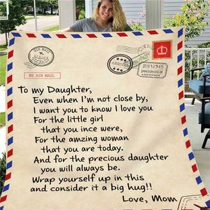 Letter To My Daughter Express Love Blanket 3D Print flannel Blanket on Bed Home Textiles Christmas Birthday Gift Blanket 211019