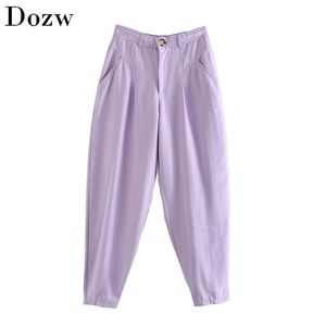 Lady Fashion Harem Pants Solid Baggy Loose Pleated Bottoms Zipper Fly High Waist Streetwear Long Trousers Women Pantalones Mujer 210515