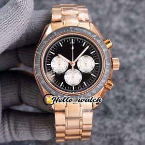 40mm Speedy Salı Ay Saatleri 311.32.42.30.01.001 Kuvars Chronograph Erkek İzle Siyah Dial Beyaz Subdial Kronometre Gül Altın Çelik Bant Hwom Hello_Watch