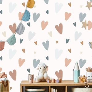 Wallpapers Modern 3d Cartoon Heart Star Moon Cute Pattern For Baby Kids Room Nursy Embossed Textured Walls Paper In Rolls Mural