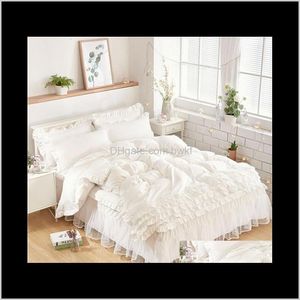 Supplies Textiles Home & Garden Drop Delivery 2021 Luxury White Bedding Sets For Kids Girls Queen Twin King Size Duvet Er Lace Bed255P