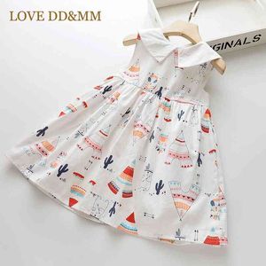 LOVE DD&MM Girls Dresses Summer Children's Wear Sweet Cartoon Cute Print Girls doll Collar Sleeveless Vest Dress 210715