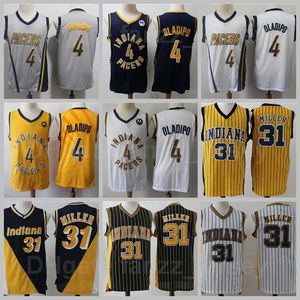 Erkekler Basketbol Victor Oladipo Jersey 4 Reggie Miller 31 Retro Donanma Mavi Beyaz Sarı Gri Tüm Dikişli Vintage Nefes En Kaliteli Satışa