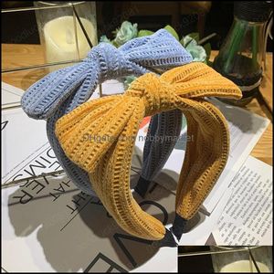 Headbands Hair Jewelry Winter Warm Knitted For Women Girls 2021 Fashion Bow Knotted Hairbands Hoop Female Aessories Drop Delivery Mkvuu