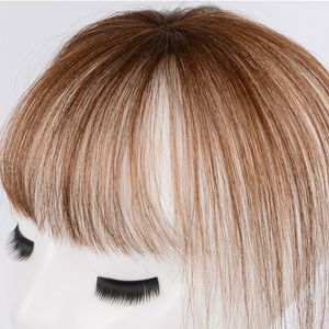 Parrucche sintetiche Allaosify 11inch Topper Toupee Parrucchino Clip in un pezzo di capelli con frangia per le donne 4 colori Ins