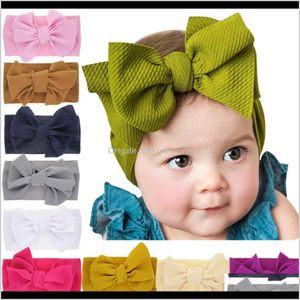 Baby Kids Maternity Drop Leverans 2021 Baby Girl Nylon Headbands Född Spädbarn Småbarn och Big Bows Child Hair Accessoarer Elastic Wide Hairban