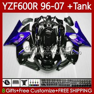 Kropps kit för Yamaha YZF600R Thundercat YZF 600R 600 R 1996-2007 Bodywork 86NO.181 YZF-600R Blue Flames 96 97 98 99 00 01 YZF600-R 02 03 04 05 06 07 OEM Fairings + Tank Cover