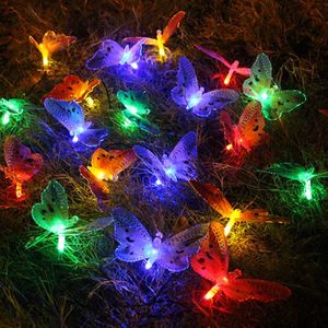 Lâmpadas solares Luzes de fadas corda para pátio decoração de jardim ao ar livre à prova d 'água LED luz iluminação lâmpada de borboleta 5m
