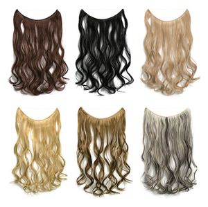 Fala Syntetyczna Linia Fish Line Wątek Symulacja Look Human Loop Micro Ring Hair Extensions 22 cale 50g MW-8006C