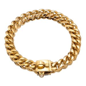 Catene per cani in oro 18 carati Collana a strozzo per cani di taglia media e grande Personalizzati 19 mm di larghezza 16-26 pollici Cuban Link Pitbull Bully Collari Guinzagli