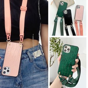 Luxury Chain Necklace Phone Cases For Samsung Galaxy Note 20 10 S21 S30 S20 FE Ultra S10 Plus Lite Lanyard Neck Strap Cord Rope Cover