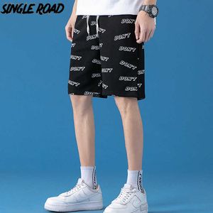 Pantaloncini da uomo Single Road Summer Printed Fashion Short Hip Hop Pantaloni da uomo streetwear giapponesi Casual neri per 210714