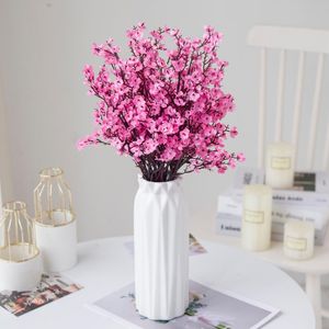 Wholesale small artificial flowers in vase for sale - Group buy Pink Silk Gypsophila Artificial Flowers Small Bunches Forks Living Room Decoration Fake Plants Vase For Home Wedding Decorative Wreaths