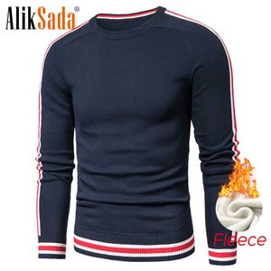 Mężczyźni 2021 Wiosna Casual Knitwear 100% Bawełna Paski Ciepłe Swetry Polarowe Swetry Swetry Mężczyźni Zimowe Klasyczne O-Neck Swetry Mężczyźni Y0907