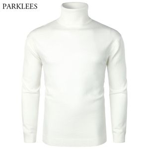 Solidny sweter Męskie Wysokiej Neck Sweter Casual Ciepłe Pull Streetwear BRIBBED Hem Turtleneck Swetry Mężczyźni Boże Narodzenie 210524