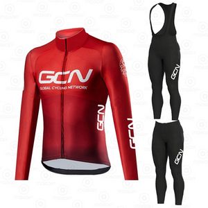 2021 New Red GCN Team Autumn Long Sleeve Cycling Jersey Set Ropa Ciclismo Men New Bicycle Clothing MTB Bike Jersey Uniform