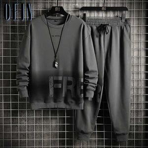 Mens Clothing 2 Piece Set Winter Autumn Tracksuit Men Jogging Suit Male Running Clothes Patchwork Sweatshirts Jogger Sets 211222