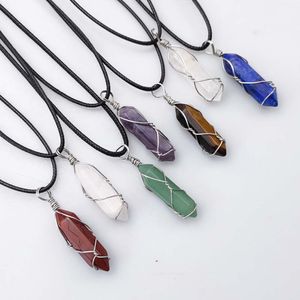 Fashion Silver Plated Hexagon Healing Crystal Necklace Opal Turquoise Natural Stone pink Quartz Chakra Necklaces Jewelry