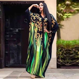 Afrykańska Sukienka Etniczna Maxi Dla Kobiet Moda Lato Drukuj Łuk Krawat V Neck Krótki Rękaw Stretch Plus Rozmiar Odzież