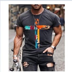 2021 T-shirts med tryck för män Geometriskt tryck Ungdom med kort ärm sommar Street Style T-shirts Hög kvalitet T-shirts Plus Size Toppar 5 färger