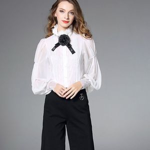 Women's Blouses Fashionable High-neck pile-neck long-sleeved shirt Ladies Clothings Casual Dress Clothes 2145