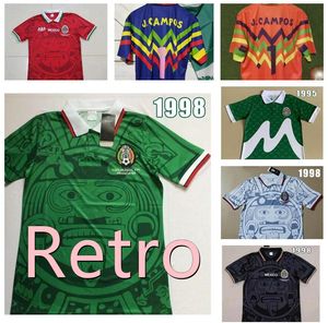 الرجعية المكسيك 1986/1998 كرة القدم الفانيلة بلانكو هيرنانديز راميريز سانشيز خمر لكرة القدم camisetas القمصان الكلاسيكية كيت