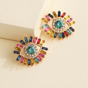 S2221 Fashion Jewelry Women's Angle Eye Stud Earring Colorful Rhinstone Evil Eyes örhängen