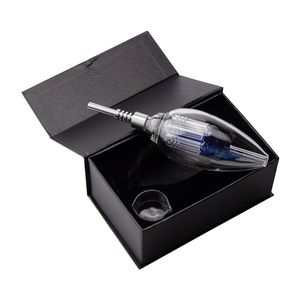 Chinafairprice CSYC NC075 Pipa da fumo Bong in vetro Confezione regalo 510 Quarzo Ceramica Nail Dabber Piatto Circa 8,15 pollici OD 63mm Braccio Albero Perc Bubblers Bong